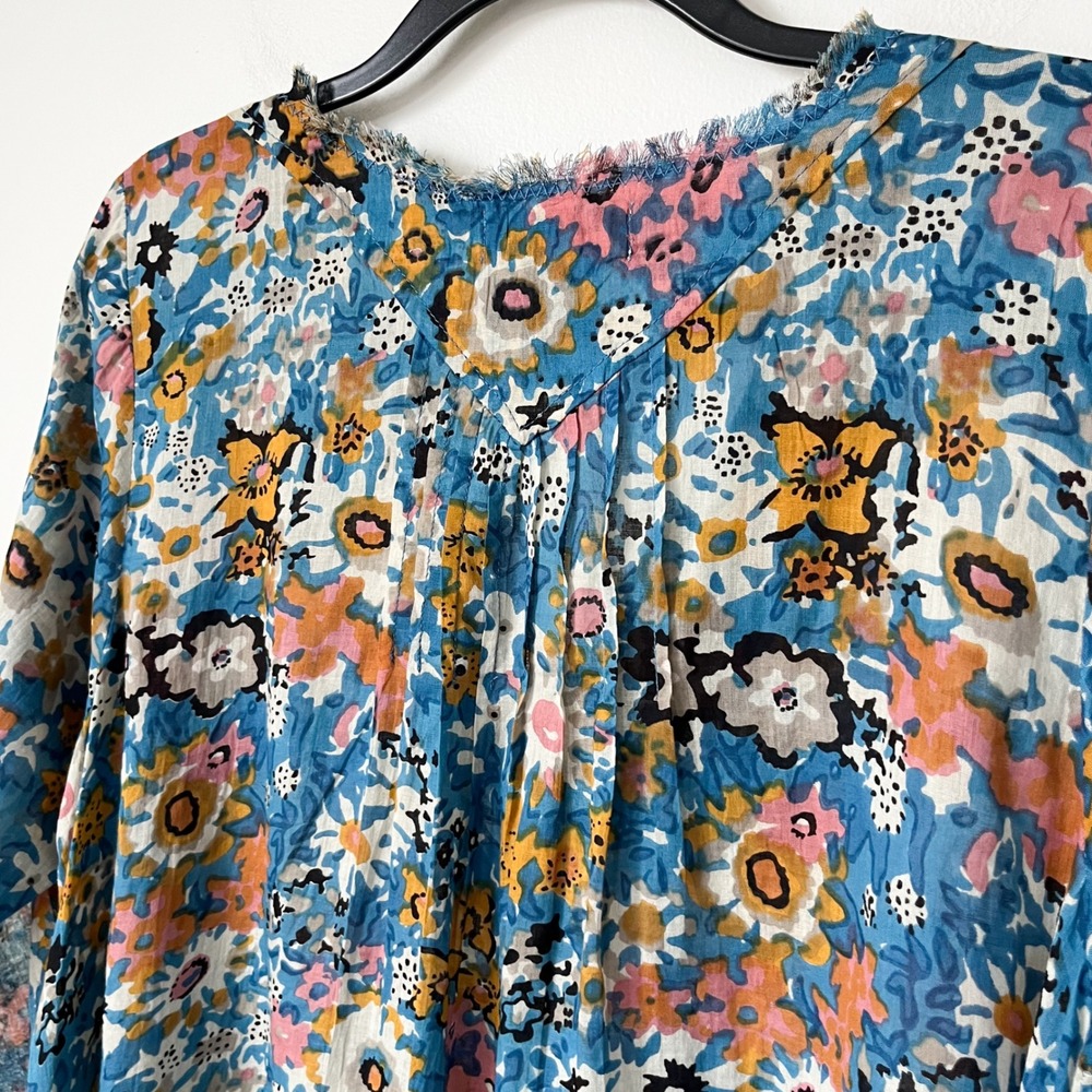 Natural Life Boho Floral Tunic Dress Swim Coverup Womens Small Medium Blue Pink - Picture 8 of 12